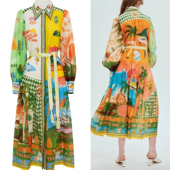 ALEMAIS Paradiso Graphic-Print Shirt Dress - Picture 1 of 7